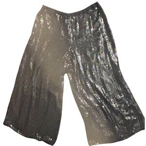 Black Sequin Culottes By Jean For Joseph Le Bon X-1 Size Pure Silk & Lining Made